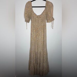 Auguste Josie Molly Floral Smocked Puff Sleeve Maxi Dress Size Small